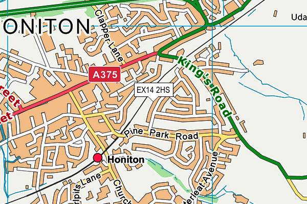 EX14 2HS map - OS VectorMap District (Ordnance Survey)