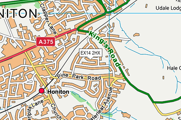 EX14 2HX map - OS VectorMap District (Ordnance Survey)