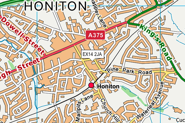 EX14 2JA map - OS VectorMap District (Ordnance Survey)