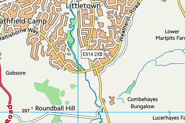 EX14 2XB map - OS VectorMap District (Ordnance Survey)