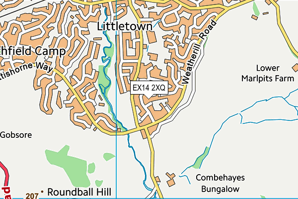 EX14 2XQ map - OS VectorMap District (Ordnance Survey)