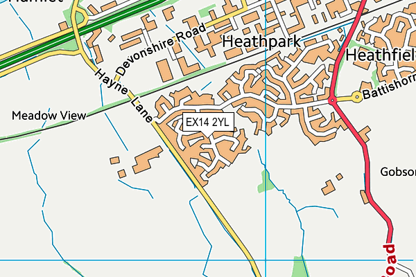 EX14 2YL map - OS VectorMap District (Ordnance Survey)