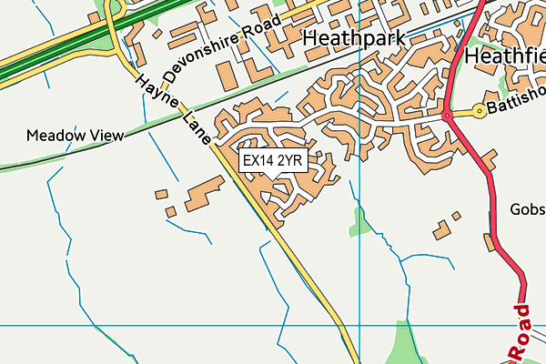 EX14 2YR map - OS VectorMap District (Ordnance Survey)