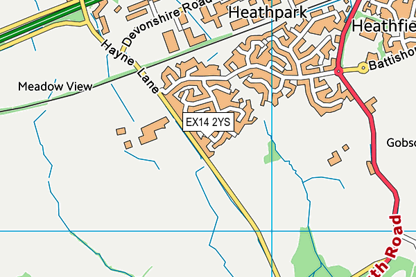 EX14 2YS map - OS VectorMap District (Ordnance Survey)