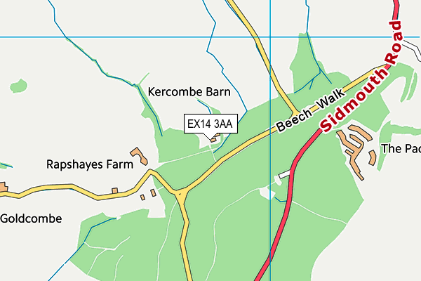 EX14 3AA map - OS VectorMap District (Ordnance Survey)