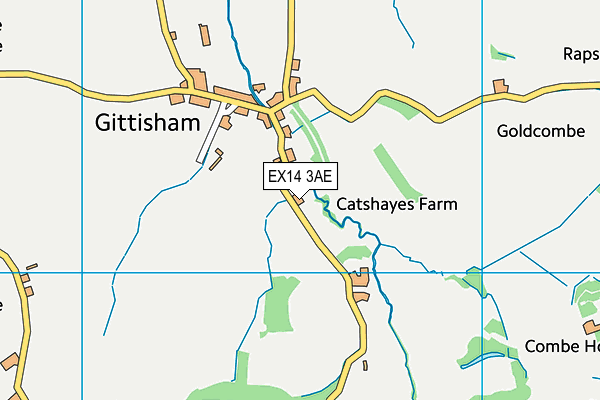 EX14 3AE map - OS VectorMap District (Ordnance Survey)