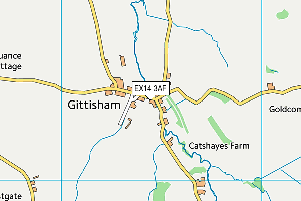 EX14 3AF map - OS VectorMap District (Ordnance Survey)