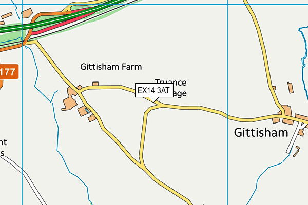 EX14 3AT map - OS VectorMap District (Ordnance Survey)