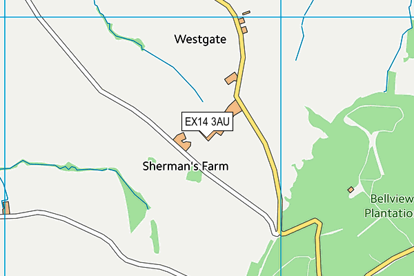 EX14 3AU map - OS VectorMap District (Ordnance Survey)