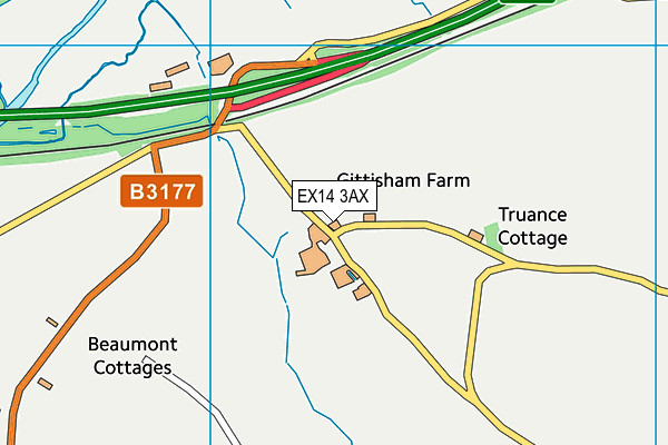 EX14 3AX map - OS VectorMap District (Ordnance Survey)