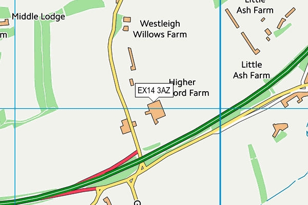 EX14 3AZ map - OS VectorMap District (Ordnance Survey)