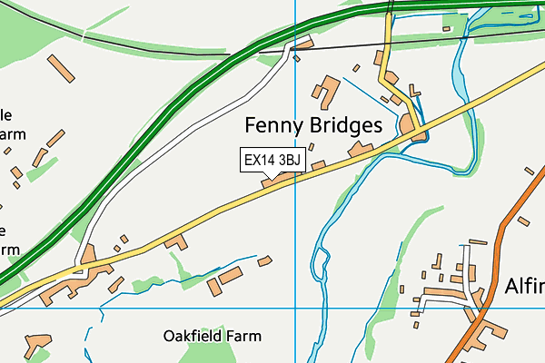 EX14 3BJ map - OS VectorMap District (Ordnance Survey)