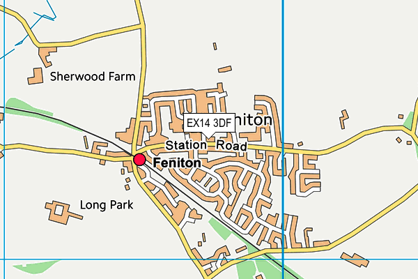 Feniton Playing Fields map (EX14 3DF) - OS VectorMap District (Ordnance Survey)