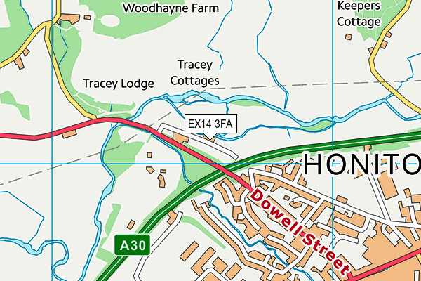 EX14 3FA map - OS VectorMap District (Ordnance Survey)