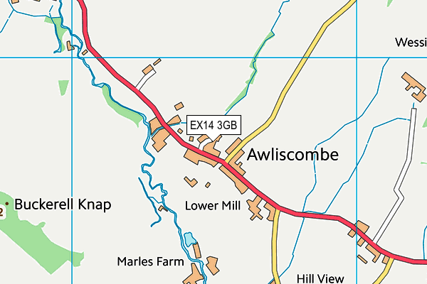 EX14 3GB map - OS VectorMap District (Ordnance Survey)