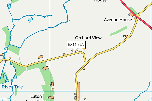 EX14 3JA map - OS VectorMap District (Ordnance Survey)