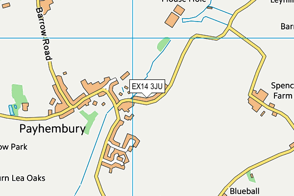 EX14 3JU map - OS VectorMap District (Ordnance Survey)