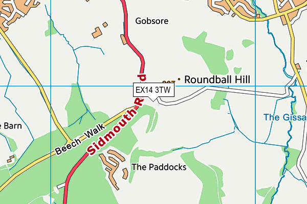 EX14 3TW map - OS VectorMap District (Ordnance Survey)