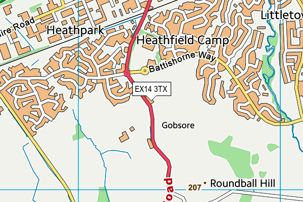 EX14 3TX map - OS VectorMap District (Ordnance Survey)