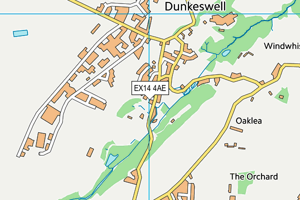 EX14 4AE map - OS VectorMap District (Ordnance Survey)