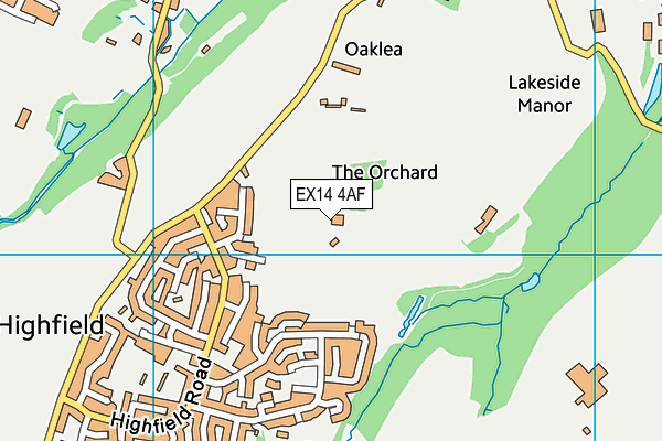 EX14 4AF map - OS VectorMap District (Ordnance Survey)