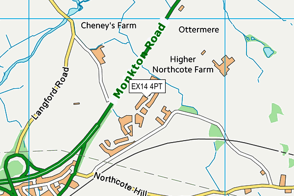 EX14 4PT map - OS VectorMap District (Ordnance Survey)