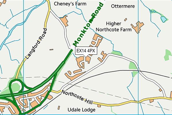 EX14 4PX map - OS VectorMap District (Ordnance Survey)