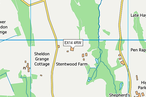 EX14 4RW map - OS VectorMap District (Ordnance Survey)