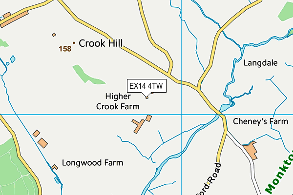 EX14 4TW map - OS VectorMap District (Ordnance Survey)