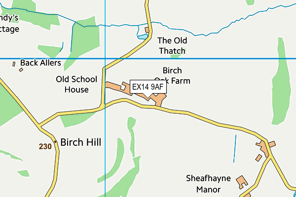 EX14 9AF map - OS VectorMap District (Ordnance Survey)