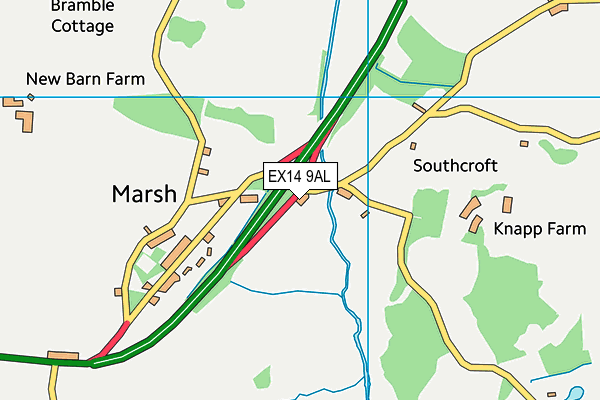 EX14 9AL map - OS VectorMap District (Ordnance Survey)