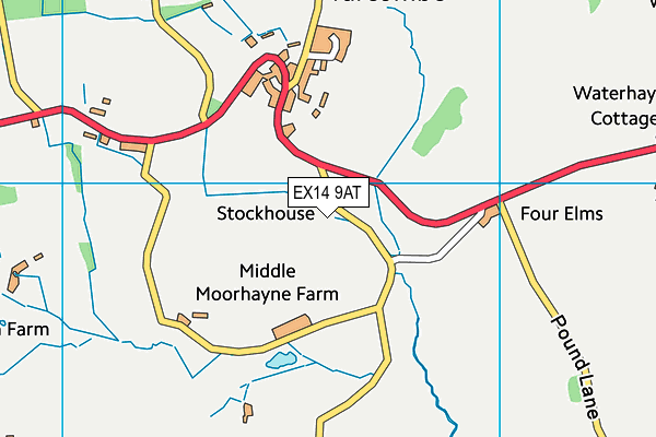 EX14 9AT map - OS VectorMap District (Ordnance Survey)