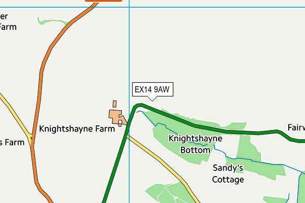 EX14 9AW map - OS VectorMap District (Ordnance Survey)