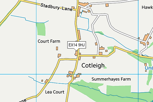 EX14 9HJ map - OS VectorMap District (Ordnance Survey)