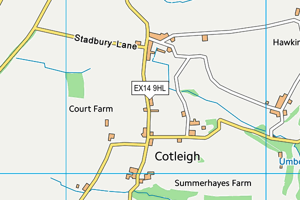 EX14 9HL map - OS VectorMap District (Ordnance Survey)