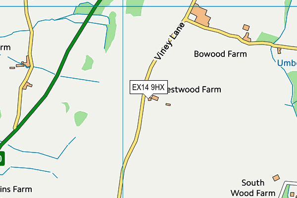 EX14 9HX map - OS VectorMap District (Ordnance Survey)