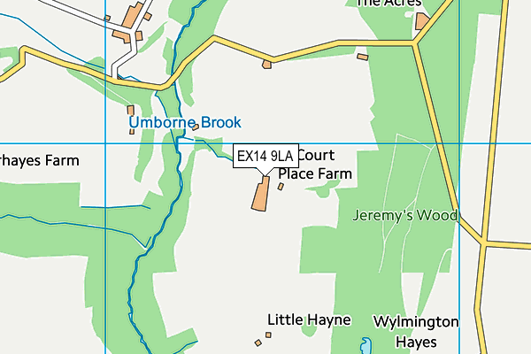 EX14 9LA map - OS VectorMap District (Ordnance Survey)