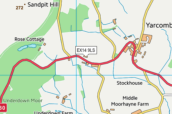 EX14 9LS map - OS VectorMap District (Ordnance Survey)