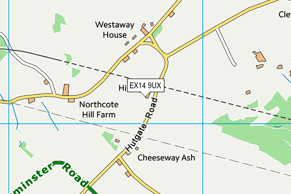 EX14 9UX map - OS VectorMap District (Ordnance Survey)