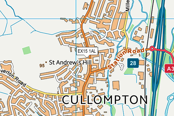 EX15 1AL map - OS VectorMap District (Ordnance Survey)