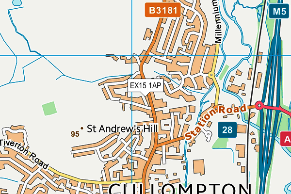 EX15 1AP map - OS VectorMap District (Ordnance Survey)