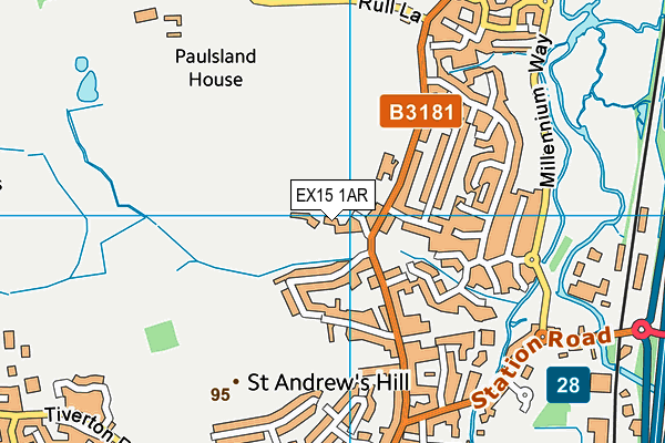 EX15 1AR map - OS VectorMap District (Ordnance Survey)