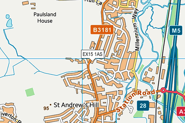 EX15 1AS map - OS VectorMap District (Ordnance Survey)