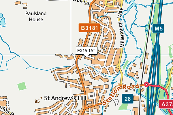 EX15 1AT map - OS VectorMap District (Ordnance Survey)