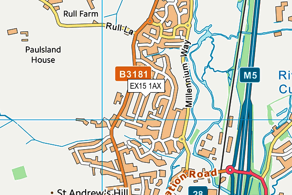 EX15 1AX map - OS VectorMap District (Ordnance Survey)