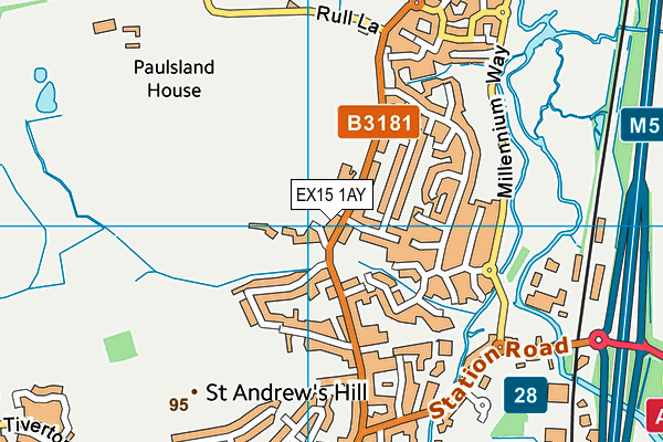 EX15 1AY map - OS VectorMap District (Ordnance Survey)