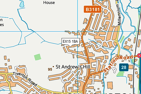 EX15 1BA map - OS VectorMap District (Ordnance Survey)