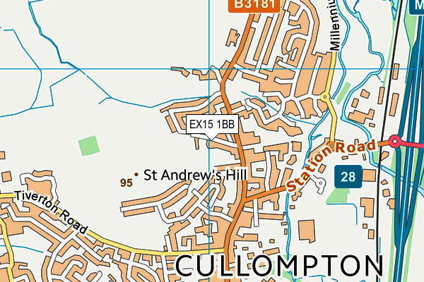 EX15 1BB map - OS VectorMap District (Ordnance Survey)