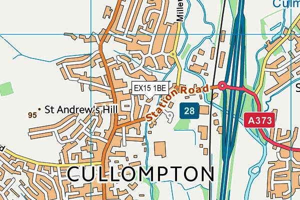 EX15 1BE map - OS VectorMap District (Ordnance Survey)