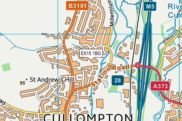 EX15 1BG map - OS VectorMap District (Ordnance Survey)